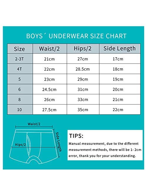 Auranso Toddler Boys Cotton Boxer Briefs Underwear Dinosaur Car 6 Pack 2-11Y