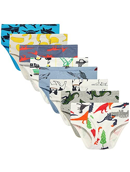 Taxzode Fenhant Little Boys Soft Cotton Briefs Dinosaur Truck Shark Baby Toddler Kids Underwear 6-8-9 Pack