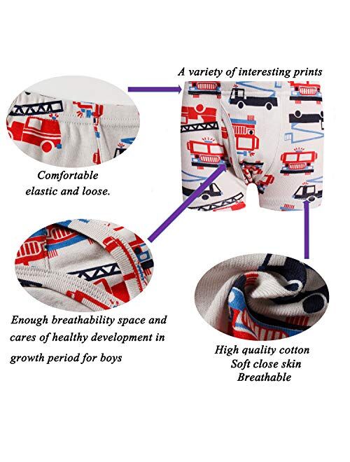 Boboking Little Boys Boxer Briefs Dinosaur Truck Shark Toddler Kids Underwear