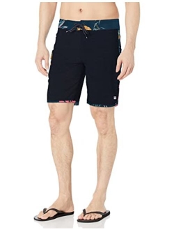 Men's Standard 73 Line Up Pro Boardshorts, 4-Way Performance Stretch, 19 Inch Outseam