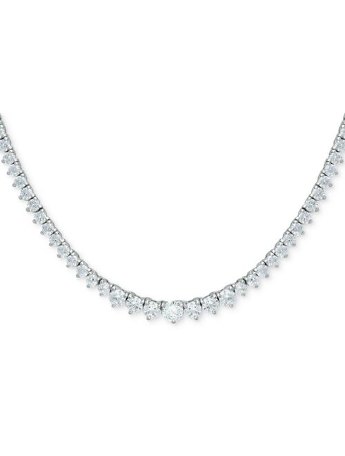 Macy's Cubic Zirconia Graduated Tennis 16" Collar Necklace in Sterling Silver