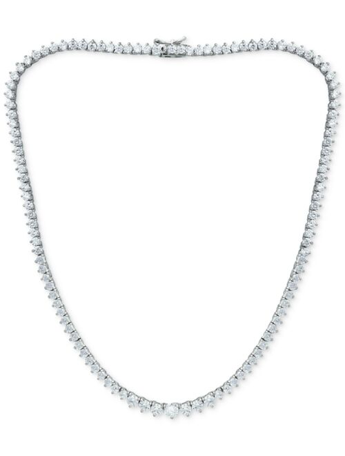 Macy's Cubic Zirconia Graduated Tennis 16" Collar Necklace in Sterling Silver