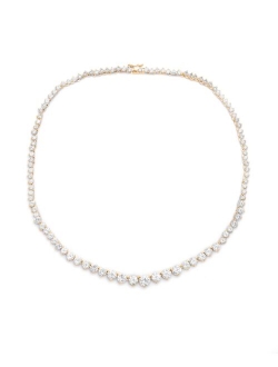 Macy's Graduated Cubic Zirconia Tennis Necklace In Silver Plate or Gold Plate