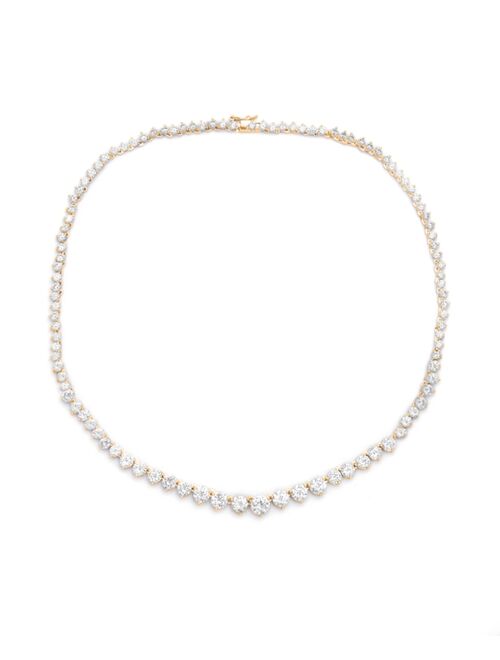 Macy's Graduated Cubic Zirconia Tennis Necklace In Silver Plate or Gold Plate