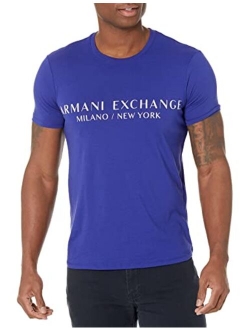 A|X ARMANI EXCHANGE Men's Short Sleeve Milan New York Logo Crew Neck T-Shirt