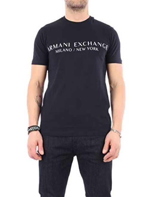 A|X ARMANI EXCHANGE Men's Short Sleeve Milan New York Logo Crew Neck T-Shirt