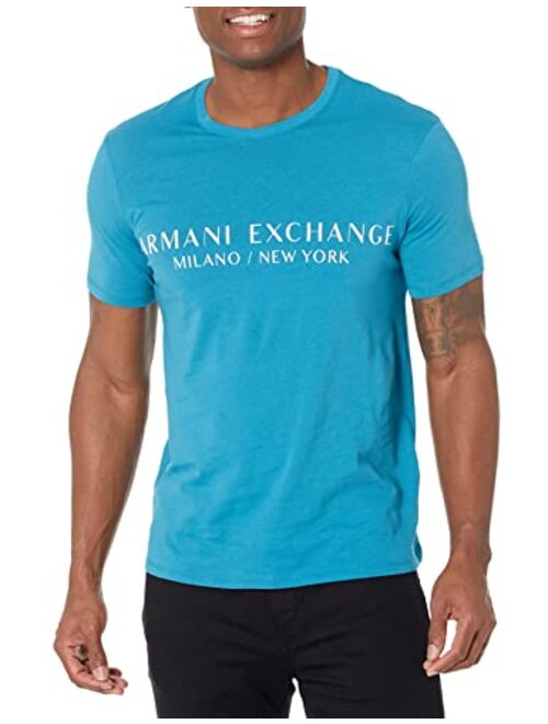 A|X ARMANI EXCHANGE Men's Short Sleeve Milan New York Logo Crew Neck T-Shirt