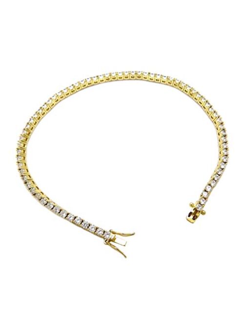 CBC Crown Women's Girl's Stone Studded Tennis Chain Anklet Ankle Bracelet in Gold or Silver Tone