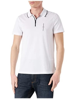 A|X ARMANI EXCHANGE Men's Embossed Logo Back Zip Polo