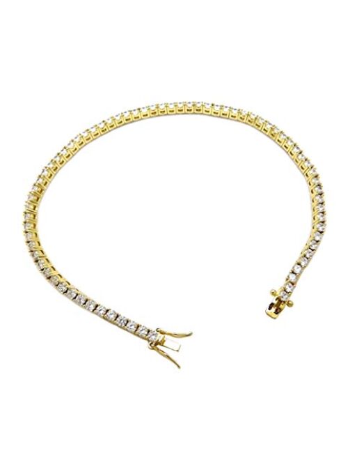 NYFASHION101 Women's 3mm Cubic Zirconia Tennis Chain Ankle Bracelet Anklet, Gold-Tone, 12"