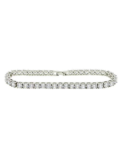 CALOZITO Summer Jewelry White Clear 5A Cz Tennis Chain Anklet For Women Girl (25cm)