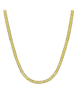 Savlano 18K Gold Plated Cubic Zirconia Round 4MM Classic Tennis 18 Inches Chain Necklace For Women, Girls & Men Comes With Savlano Gift Box