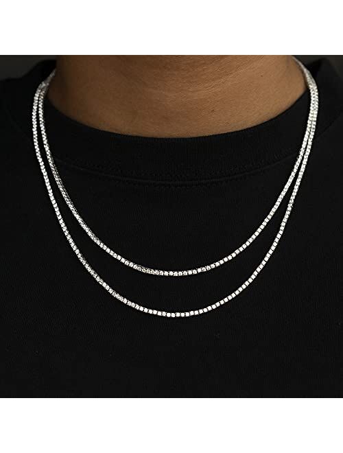 Woworama Tennis Necklace for Women Cubic Zirconia Necklace Gold White 2mm Thin Diamond Dainty Necklace for Women