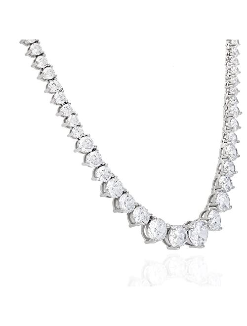 Wjd Exclusives 52Ct. Created Diamond White Gold Over Silver Graduated Tennis Necklace 16"-18"