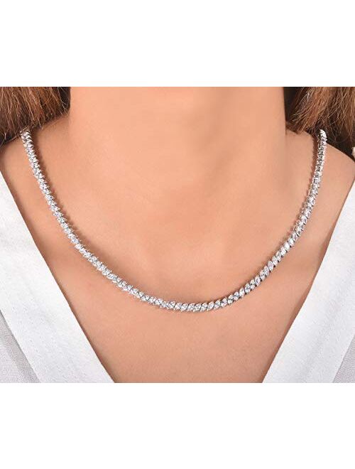 NYC Sterling Womens Magnificent Marquise-Cut Cubic Zirconia Tennis Necklace, Measures 17 Inches.