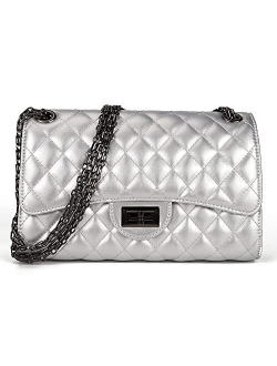 Gladdon Quilted Crossbody Bags for Women Leather Ladies Shoulder Purses with Chain Strap Stylish Clutch Purse