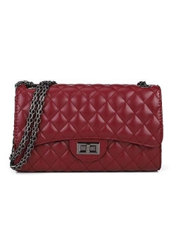 Gladdon Quilted Crossbody Bags for Women Leather Ladies Shoulder Purses with Chain Strap Stylish Clutch Purse