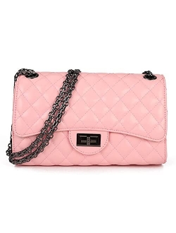 Gladdon Quilted Crossbody Bags for Women Leather Ladies Shoulder Purses with Chain Strap Stylish Clutch Purse