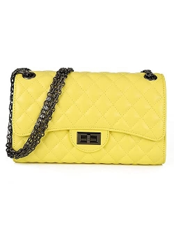 Gladdon Quilted Crossbody Bags for Women Leather Ladies Shoulder Purses with Chain Strap Stylish Clutch Purse