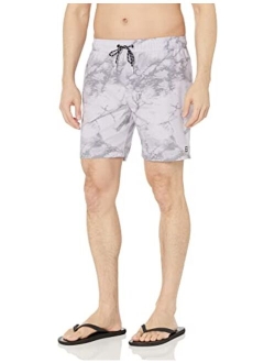 Men's Standard Elastic Waist Stretch Sundays Layback Boardshort Swim Short Trunk, 17 Inch Outseam