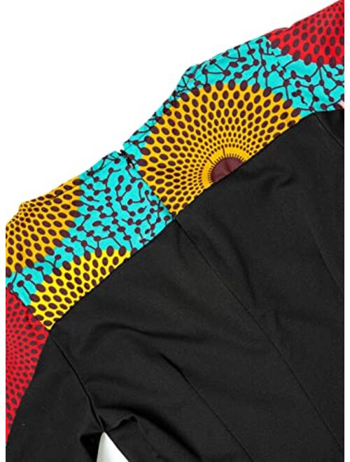 HongyuAmy Women's African Floral Print Dresses Bell Sleeve Ankara Dashiki Midi Party Dress