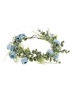 Floral Fall Artificial Baby Breath Flower Halo Wedding Crown Lilac Bridal Headpiece Greenery Crown HC-24 (F-purple)