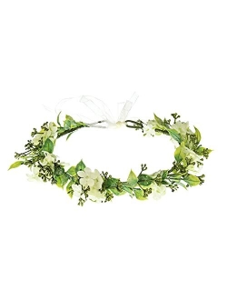 Floral Fall Artificial Baby Breath Flower Halo Wedding Crown Lilac Bridal Headpiece Greenery Crown HC-24 (F-purple)