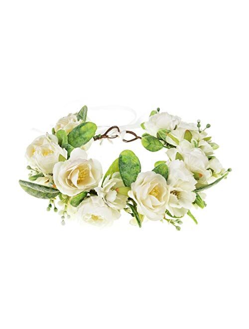 Floral Fall Artificial Baby Breath Flower Halo Wedding Crown Lilac Bridal Headpiece Greenery Crown HC-24 (F-purple)