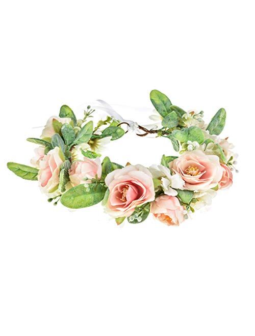 Floral Fall Artificial Baby Breath Flower Halo Wedding Crown Lilac Bridal Headpiece Greenery Crown HC-24 (F-purple)