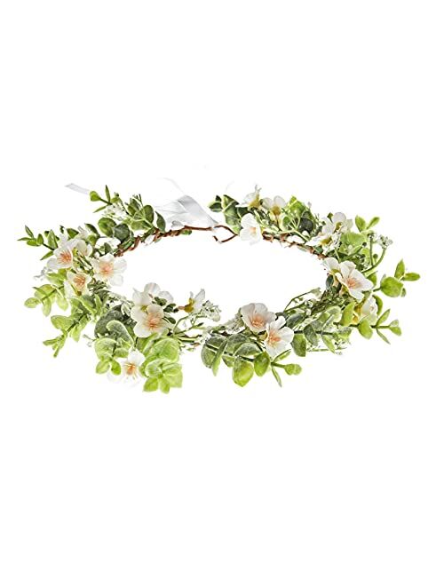 Vividsun Flower Crown Floral Wreath Headband Floral Crown Wedding Festivals Photo Props Headpiece (Ivory crown)