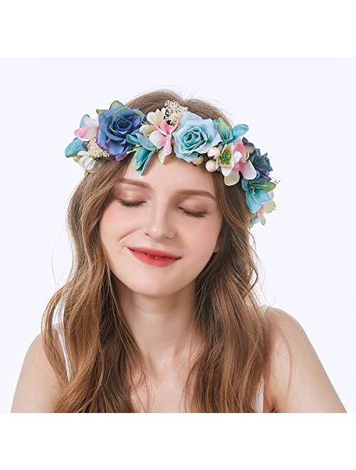 DDazzling Women Girls Rose Flower Crown Maternity Photo Prop Bridal Bridesmaid Floral Headpiece