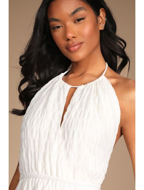 Lulus Top Marks White Tie-Back Halter Mini Dress