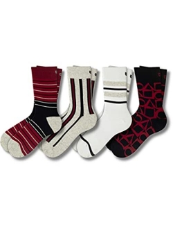 Patterned Mens Crew Socks, 4 Pack Uber Comfy Casual Socks for Men, AMZ Exclusive