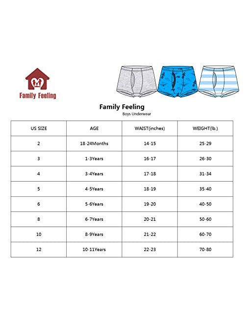 Family Feeling Little Boys' Cotton Boxer Brief Soft Underwear