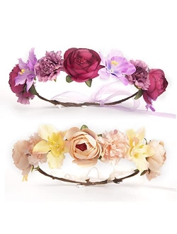 Cixicm Flower Crown Floral Headpiece Floral Crown Flower Floral Wreath Headband Adjustable Headband Adjustable Wreath Halo Crown For Beach Party Festival Flower Headbands