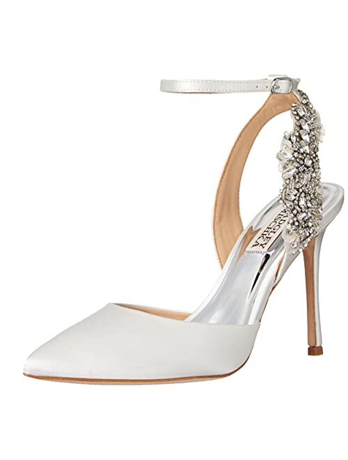 Badgley Mischka Blanca Pointed-toe Slingback Heel with Crystal-adorned Buckle Ankle Strap Sandals