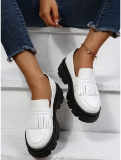 Fringe Decor Lug Sole Flatform Loafers