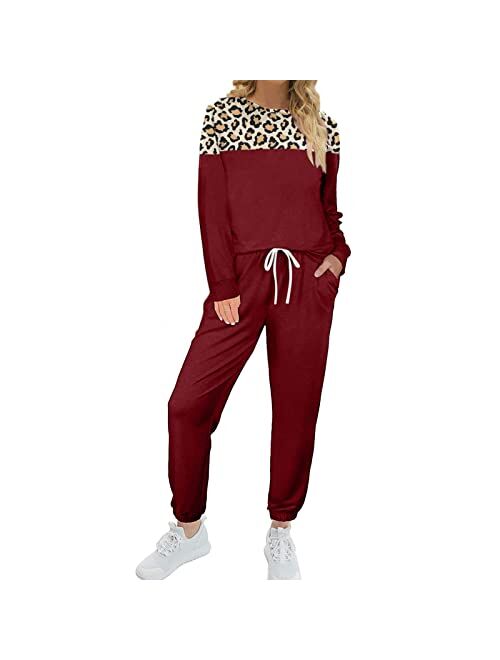 Qingbo 2 Piece Sweatsuits Outfits for Women Pullover Sweatshirt Pants Set Women Girl Sweatpants Set Jogging Suits