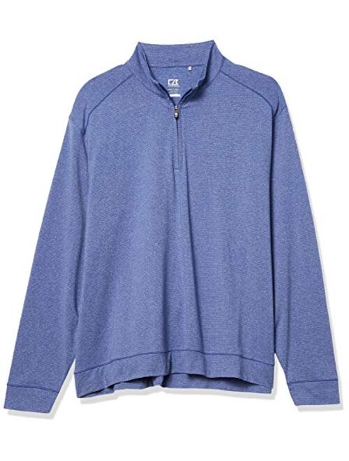 Cutter & Buck Men's Soft, Performance, Subtle Stripe Shoreline Half-Zip Pullover