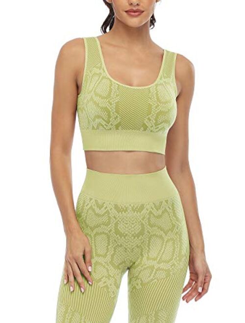 Jollmono 2 Piece Short Sleeve Outfits for Women Seamless Crop Tops Set for Women Workout Set