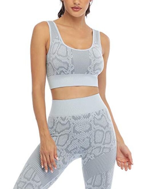 Jollmono 2 Piece Short Sleeve Outfits for Women Seamless Crop Tops Set for Women Workout Set