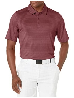 Men's Moisture Wicking Textured Cascade Melange Stripe Polo Shirt