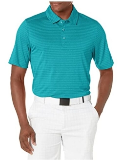 Men's Moisture Wicking Textured Cascade Melange Stripe Polo Shirt