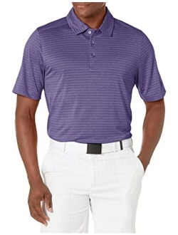 Men's Moisture Wicking Textured Cascade Melange Stripe Polo Shirt