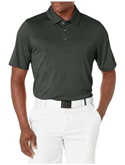 Men's Moisture Wicking Textured Cascade Melange Stripe Polo Shirt