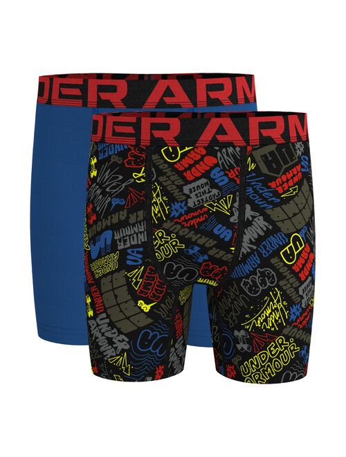 Boys 8-20 Under Armour 2-Pack Allover Brand Script Boxer Set