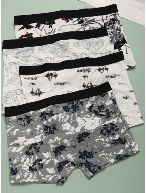 Shein Boys 4pcs Floral Print Boxer Brief