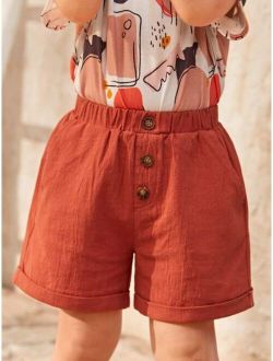 Toddler Boys Fake Button Shorts