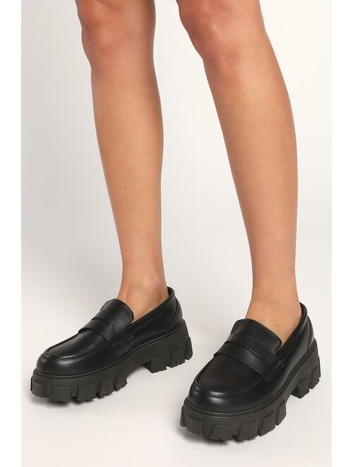 Lulus Illyria Black Platform Loafers