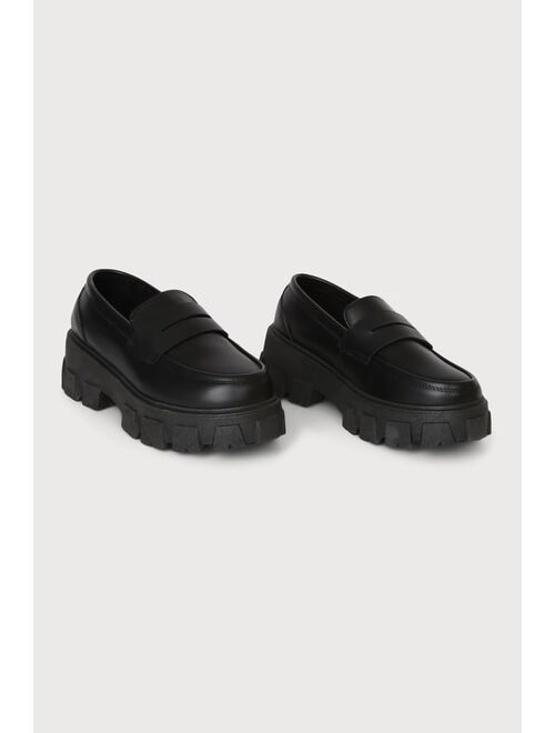 Lulus Illyria Black Platform Loafers